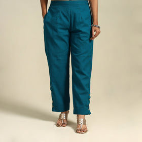 Blue Flex Cotton Elasticated Plain Pant