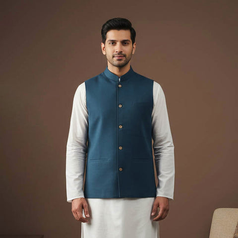 Flex cotton men plain nehru jacket 07 - handcrafted