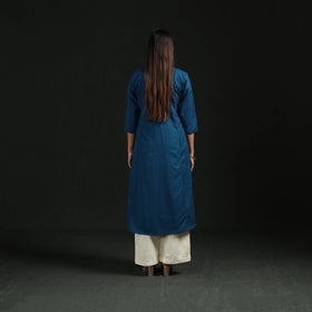Flex cotton plain hand embroidered a-line kurta for women
