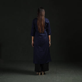Flex cotton plain hand embroidered straight kurta for women