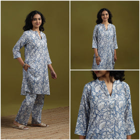 Floral cotton sanganeri co-ord set 04 - handcrafted