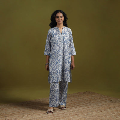 Floral cotton sanganeri co-ord set 04 - handcrafted