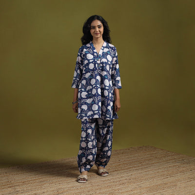 Floral cotton sanganeri co-ord set 07 - handcrafted