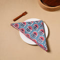 Blue Floral Block Print Cotton Hand Embroidery Table Napkin