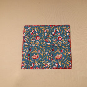 Blue Floral Block Print Cotton Hand Embroidery Table Napkin
