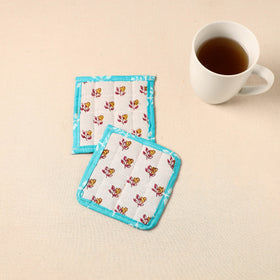  Floral Print Cotton Quilted Coasters (Set of 2)