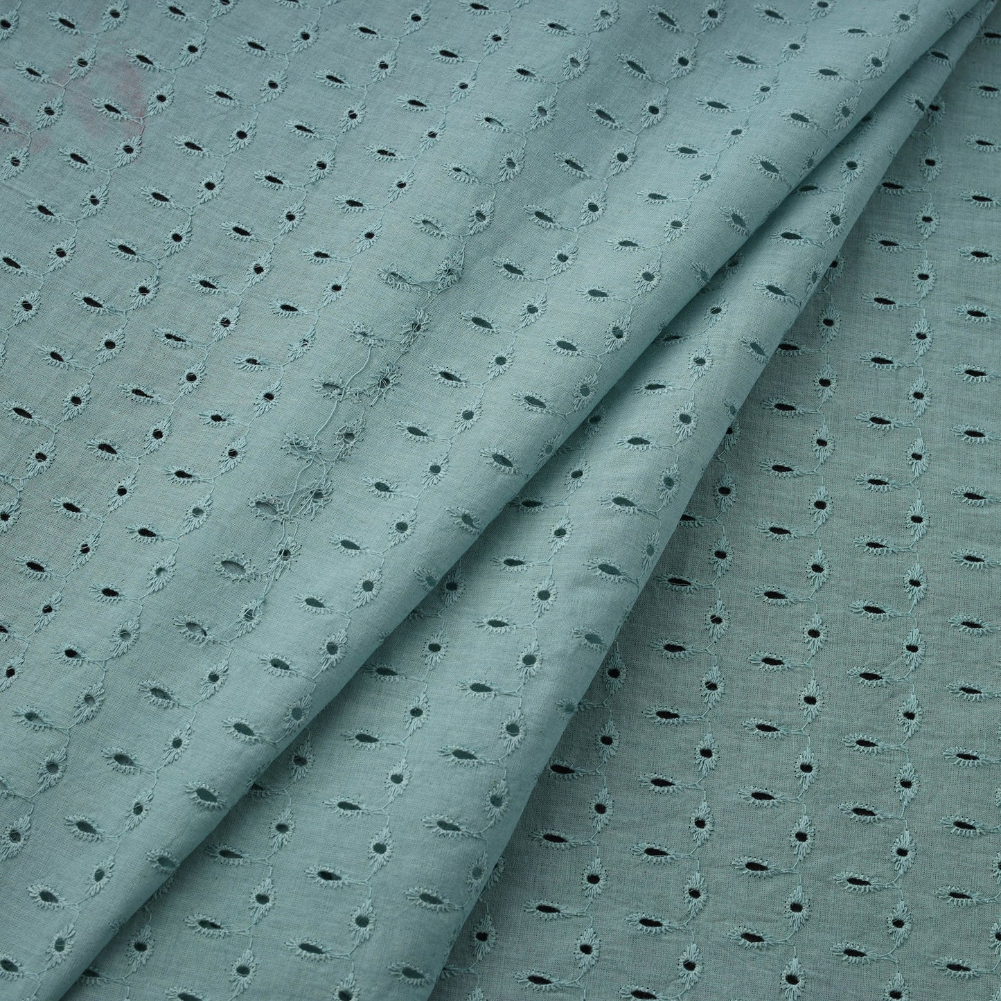  Blue Floral Embroidered Cotton Hakoba Fabric 
