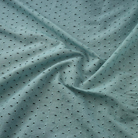  Blue Floral Embroidered Cotton Hakoba Fabric 