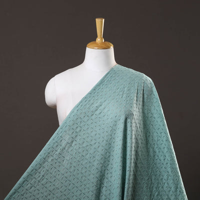  Blue Floral Embroidered Cotton Hakoba Fabric 