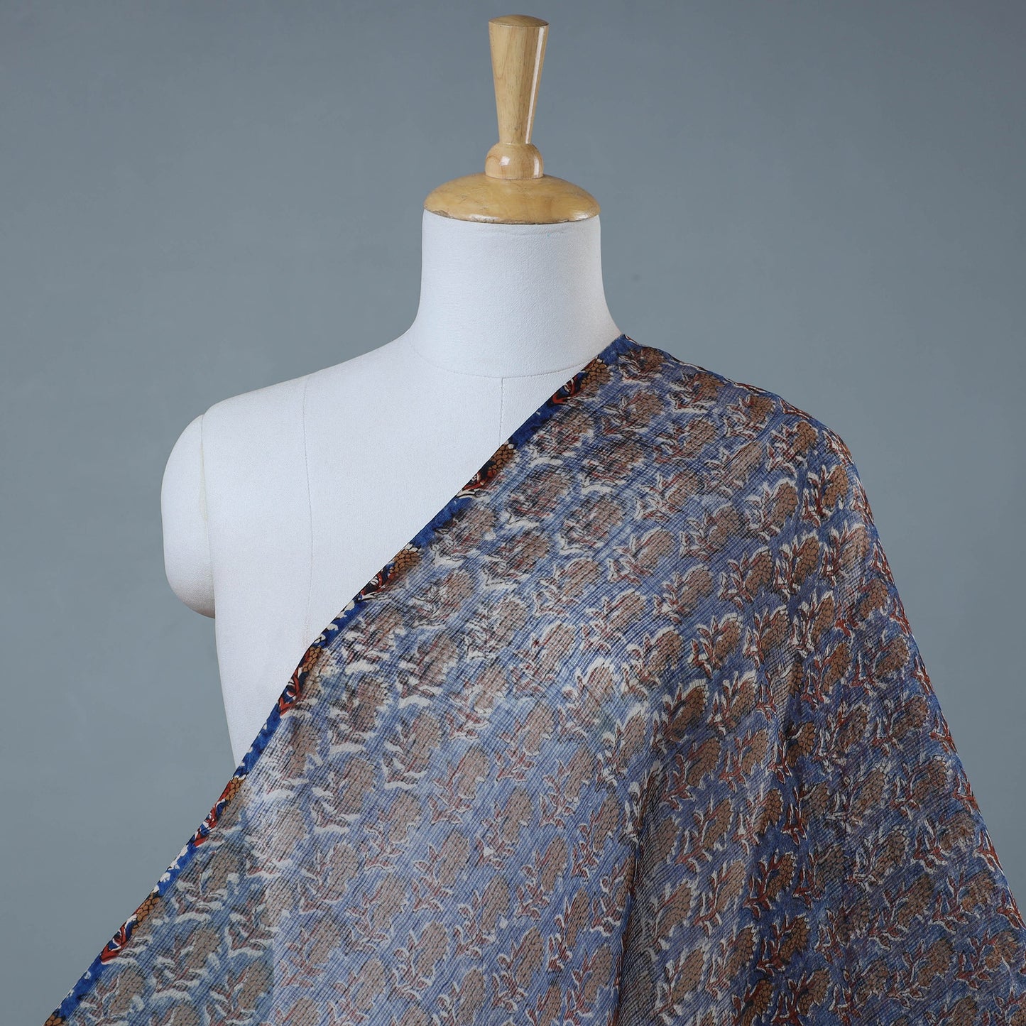 Blue Traditional Bagru Print Fabric from Rajasthan