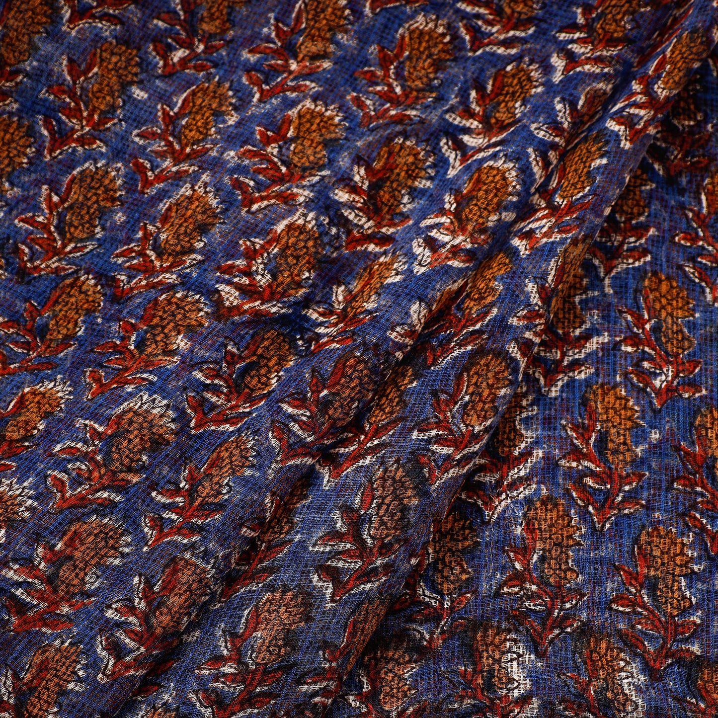 Blue Traditional Bagru Print Fabric from Rajasthan