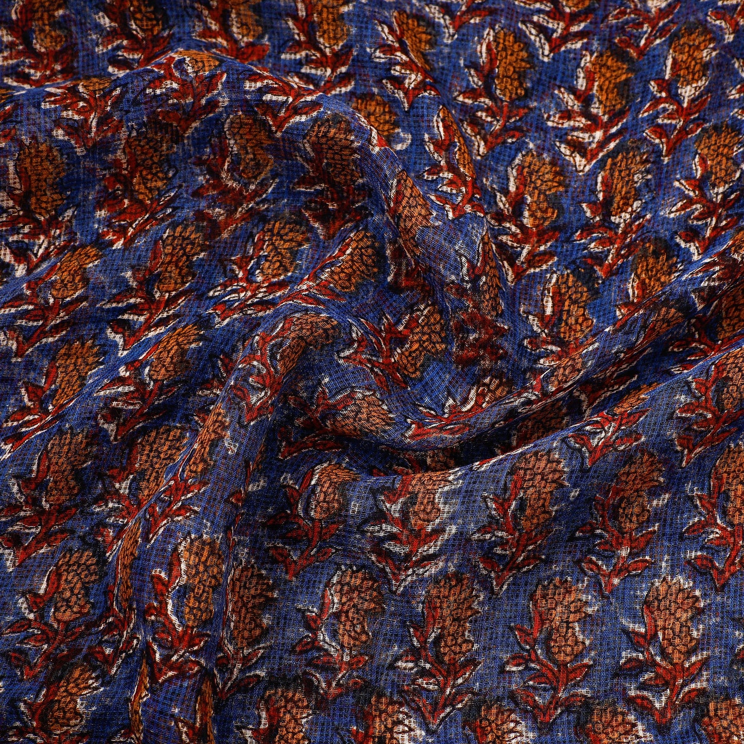 Blue Traditional Bagru Print Fabric from Rajasthan