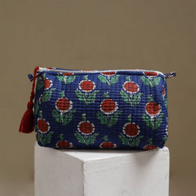 Floral hand block print quilted toiletry bags (set of 3) 04