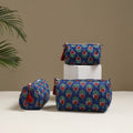 Floral hand block print quilted toiletry bags (set of 3) 04