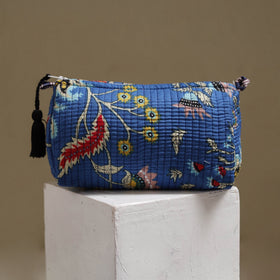 Floral hand block print quilted toiletry bags (set of 3) 12