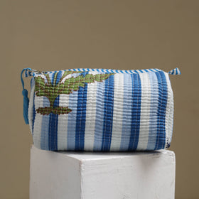 Floral hand block print quilted toiletry bags (set of 3) 21