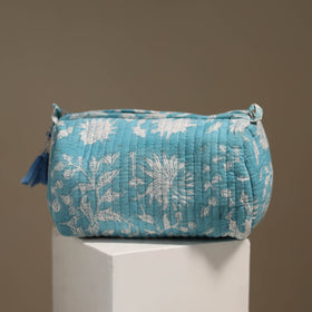 Blue - floral hand quilted toiletry bags (set of 3) 26