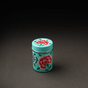 Floral Blue Handpainted Enamelware Stainless Steel Container
