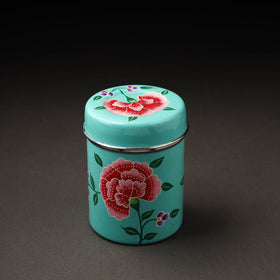 Floral Blue Handpainted Enamelware Stainless Steel Container