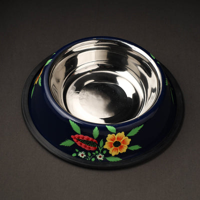  Blue Handpainted Stainless Steel Pet Bowl 