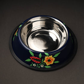  Blue Handpainted Stainless Steel Pet Bowl 