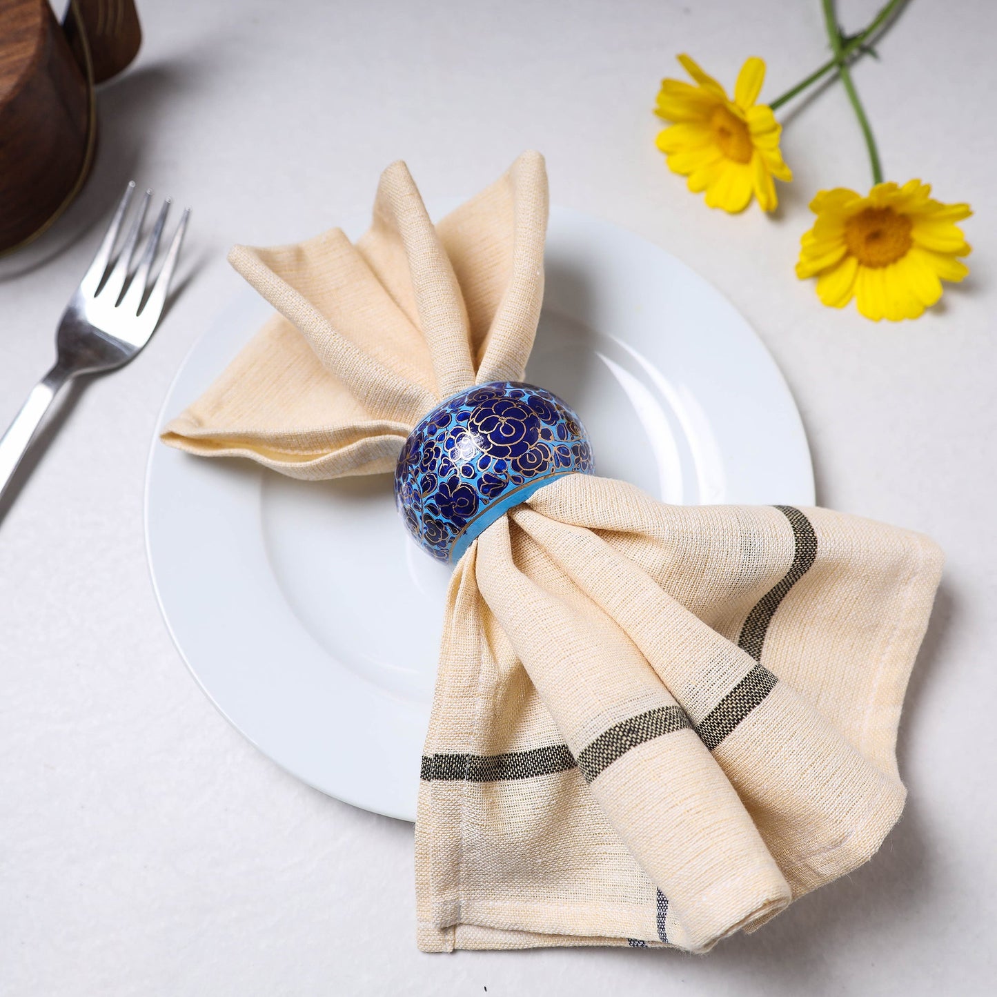  Blue Floral Handpainted Wooden Napkin Holder 