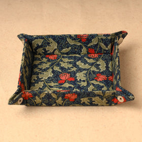 Blue Floral Printed Handcrafted Basket / Valet Tray (6 x 6 in)