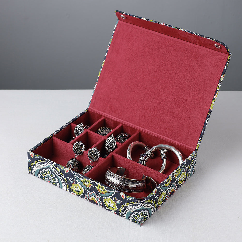Blue Floral Printed Handcrafted Jewelry Box