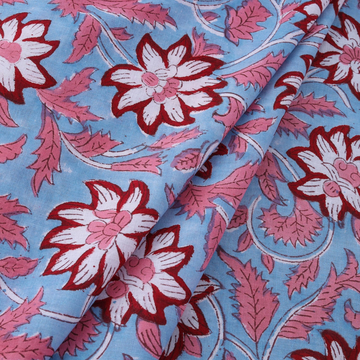  Sanganeri Block Print Fabric - Floral Rajasthani