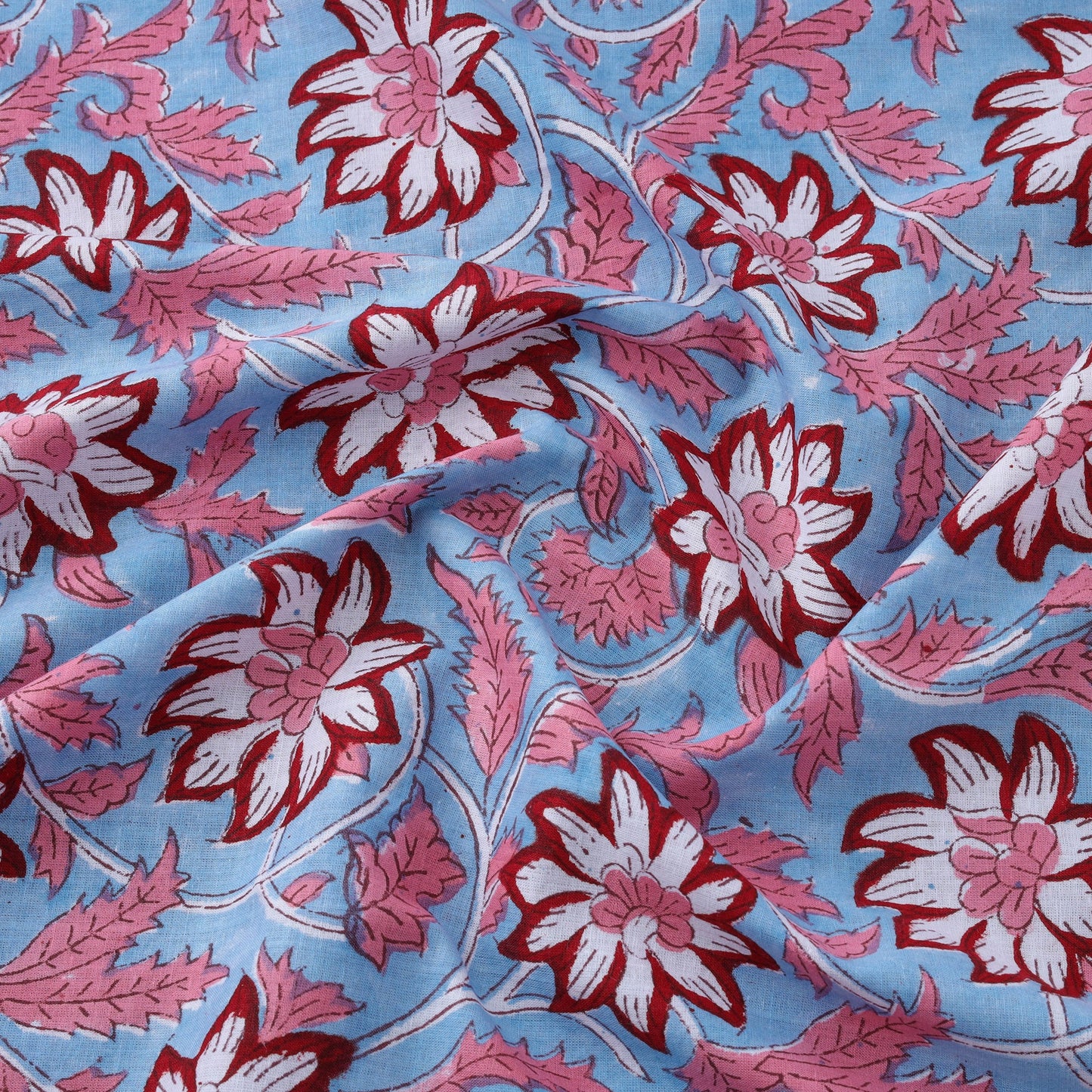  Sanganeri Block Print Fabric - Floral Rajasthani