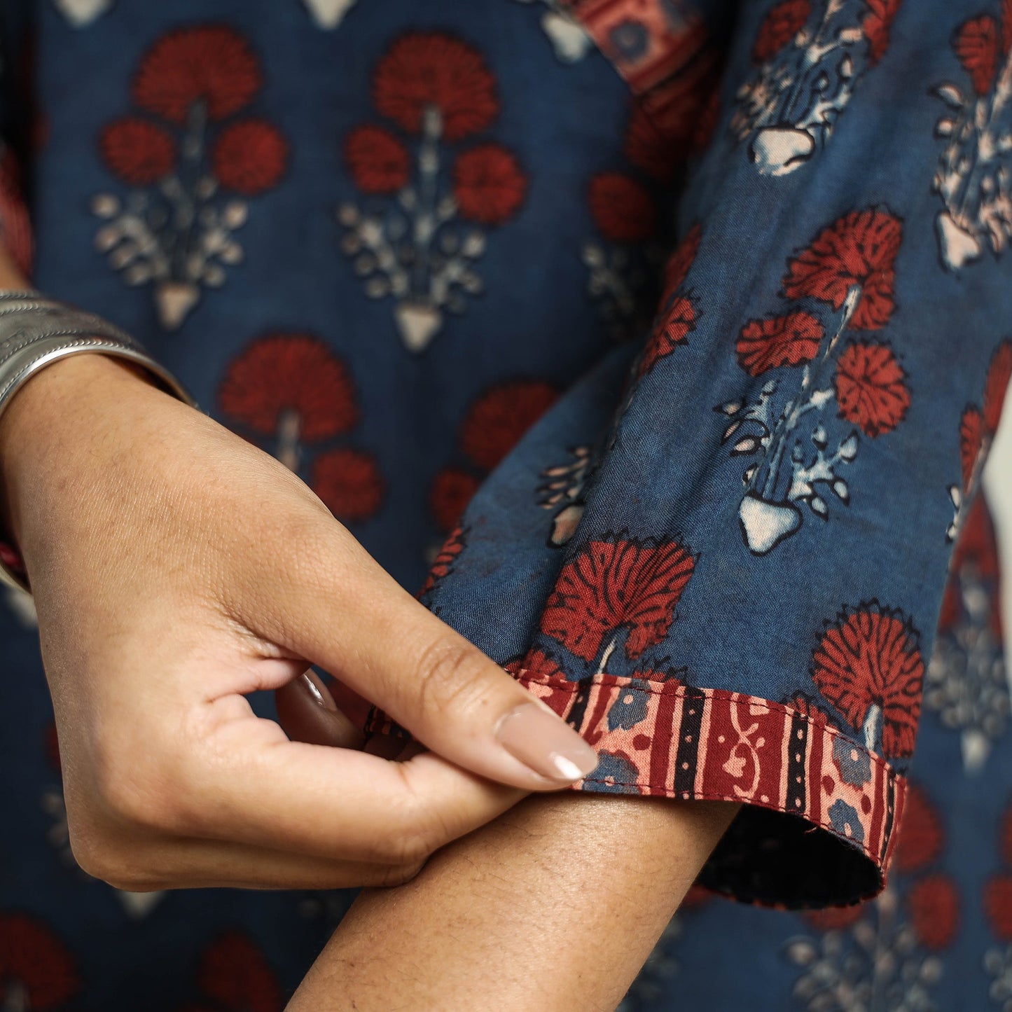 Buy Ajrakh Hand Block Printed Cotton Kurta Online at iTokri.com