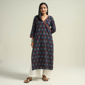 Buy Ajrakh Hand Block Printed Cotton Kurta Online at iTokri.com