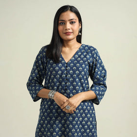  Ajrakh Hand Block Printed Cotton Kurta for Women