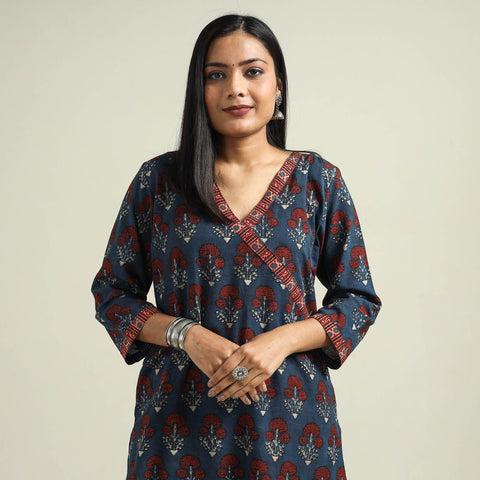 Buy Ajrakh Hand Block Printed Cotton Kurta Online at iTokri.com