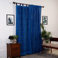 Blue - Flower Cutwork Cotton Barmer Applique Door Curtain