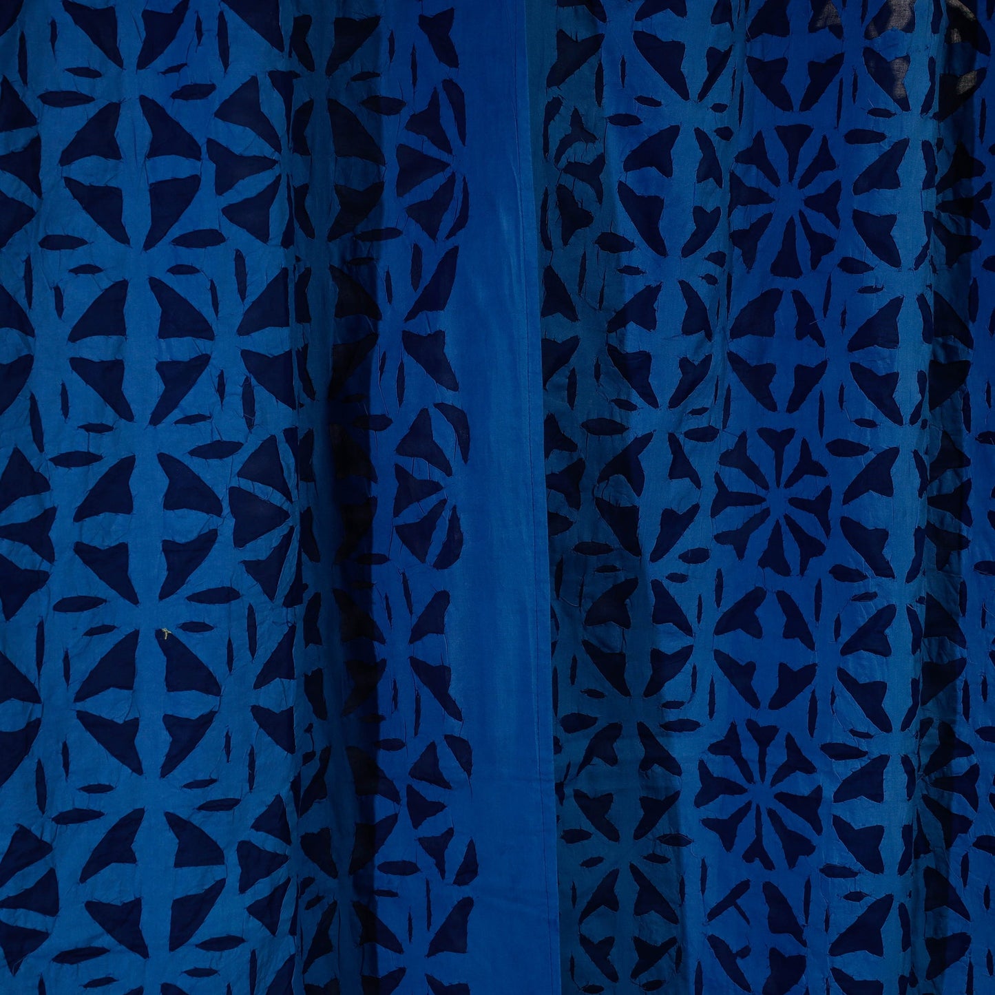 Blue - Flower Cutwork Cotton Barmer Applique Door Curtain