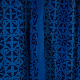 Blue - Flower Cutwork Cotton Barmer Applique Door Curtain