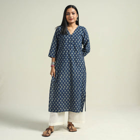  Ajrakh Hand Block Printed Cotton Kurta for Women
