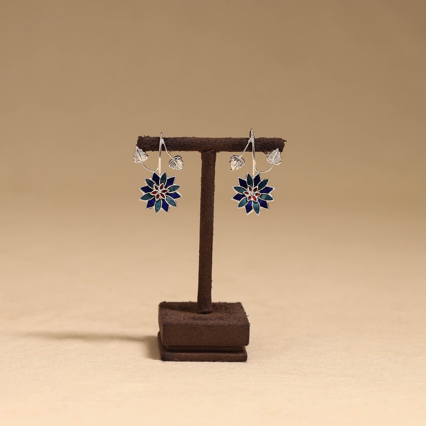Flower & leaf - handcrafted paka meenakari earrings 66