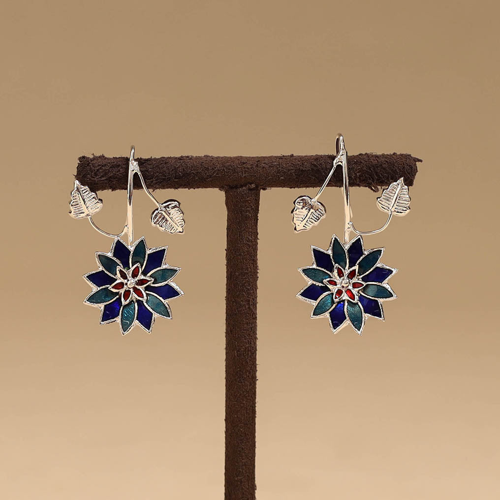 Flower & leaf - handcrafted paka meenakari earrings 66