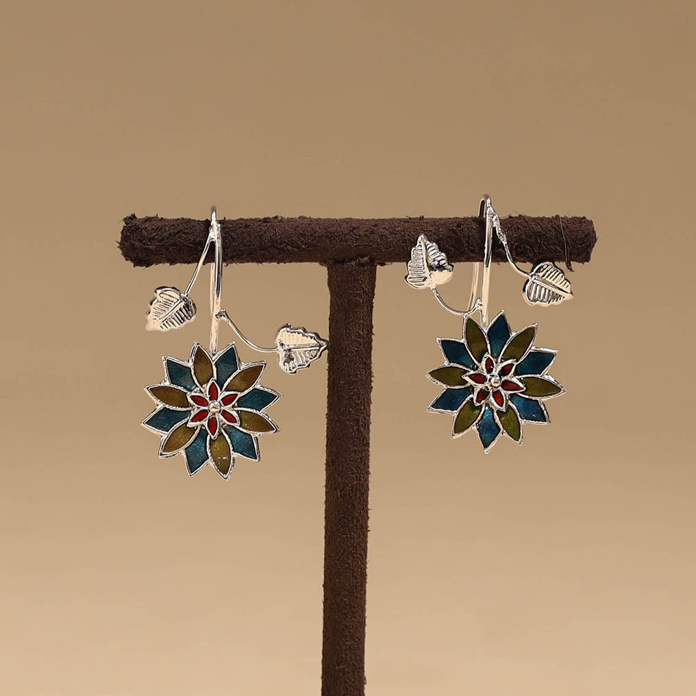 Flower & leaf - handcrafted paka meenakari earrings 68