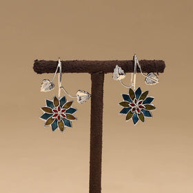 Flower & leaf - handcrafted paka meenakari earrings 68