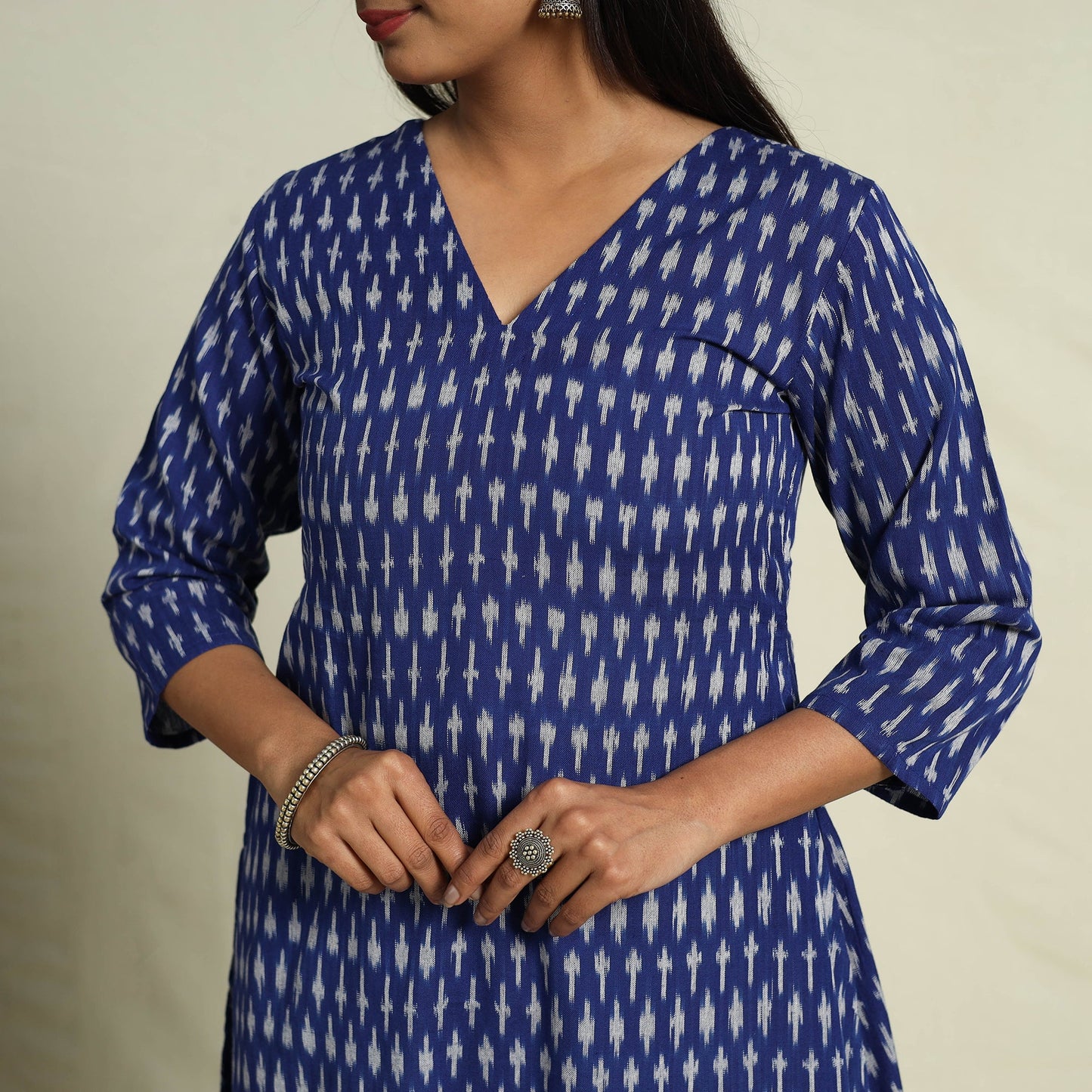 Buy Frock Style Cotton Pochampally Ikat Kurta Set 
