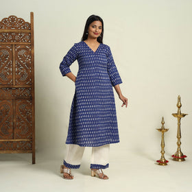 Buy Frock Style Cotton Pochampally Ikat Kurta Set 