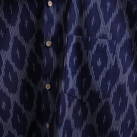 Blue - full sleeve cotton men pochampally ikat shirt 02