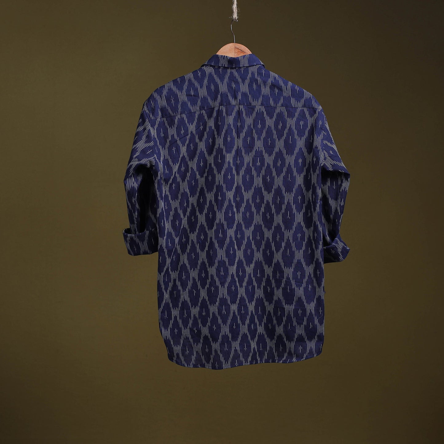 Blue - full sleeve cotton men pochampally ikat shirt 02