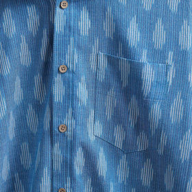 Blue - full sleeve cotton men pochampally ikat shirt 08
