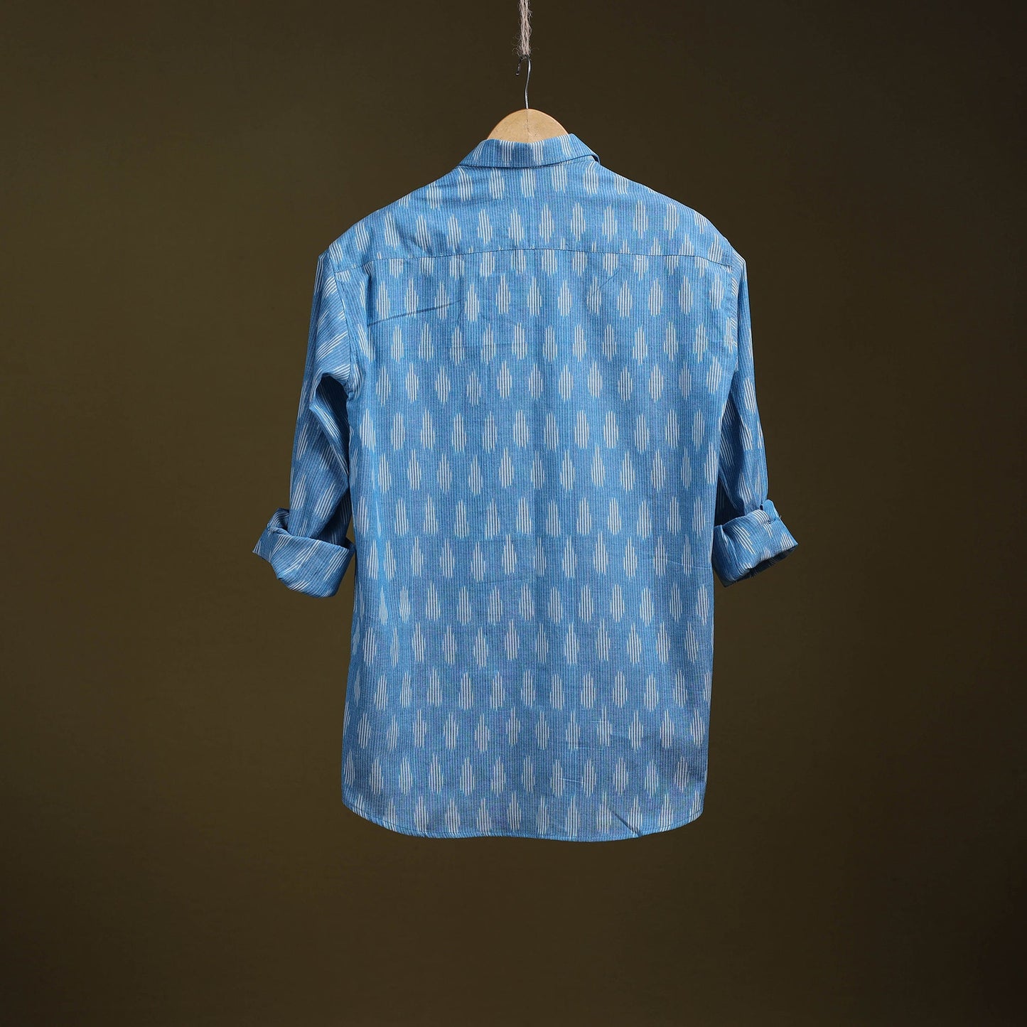 Blue - full sleeve cotton men pochampally ikat shirt 08