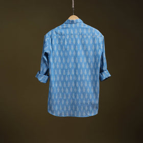 Blue - full sleeve cotton men pochampally ikat shirt 08