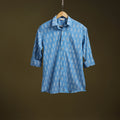 Blue - full sleeve cotton men pochampally ikat shirt 08